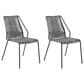 Blue River Clip Outdoor Dining Chair with Gray Rope in Black (Set of 2), , large