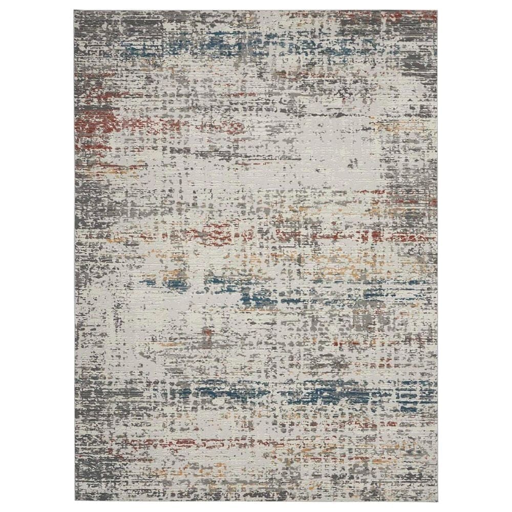 Nourison Rustic Textures Light Grey and Multicolor 9"3" x 12"9" Area Rug, , large