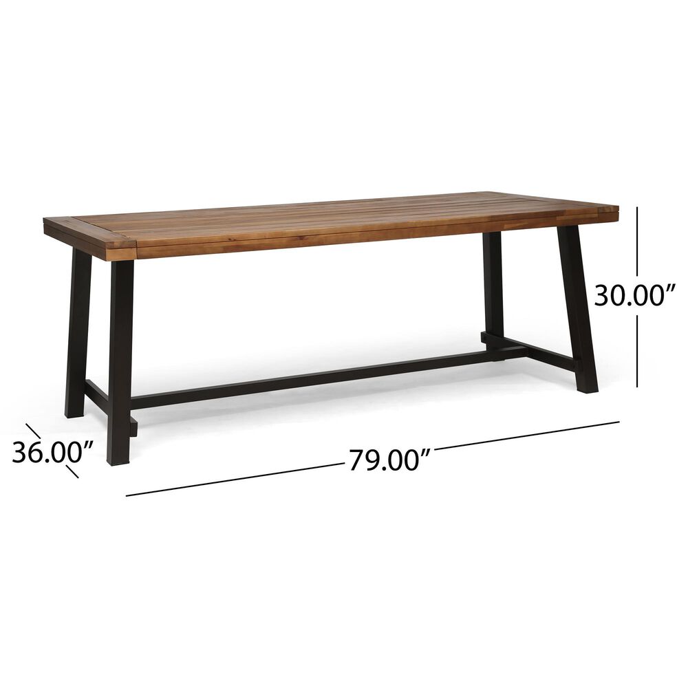 Noble House Carlisle Patio Dining Table in Sandblast Teak Brown, , large