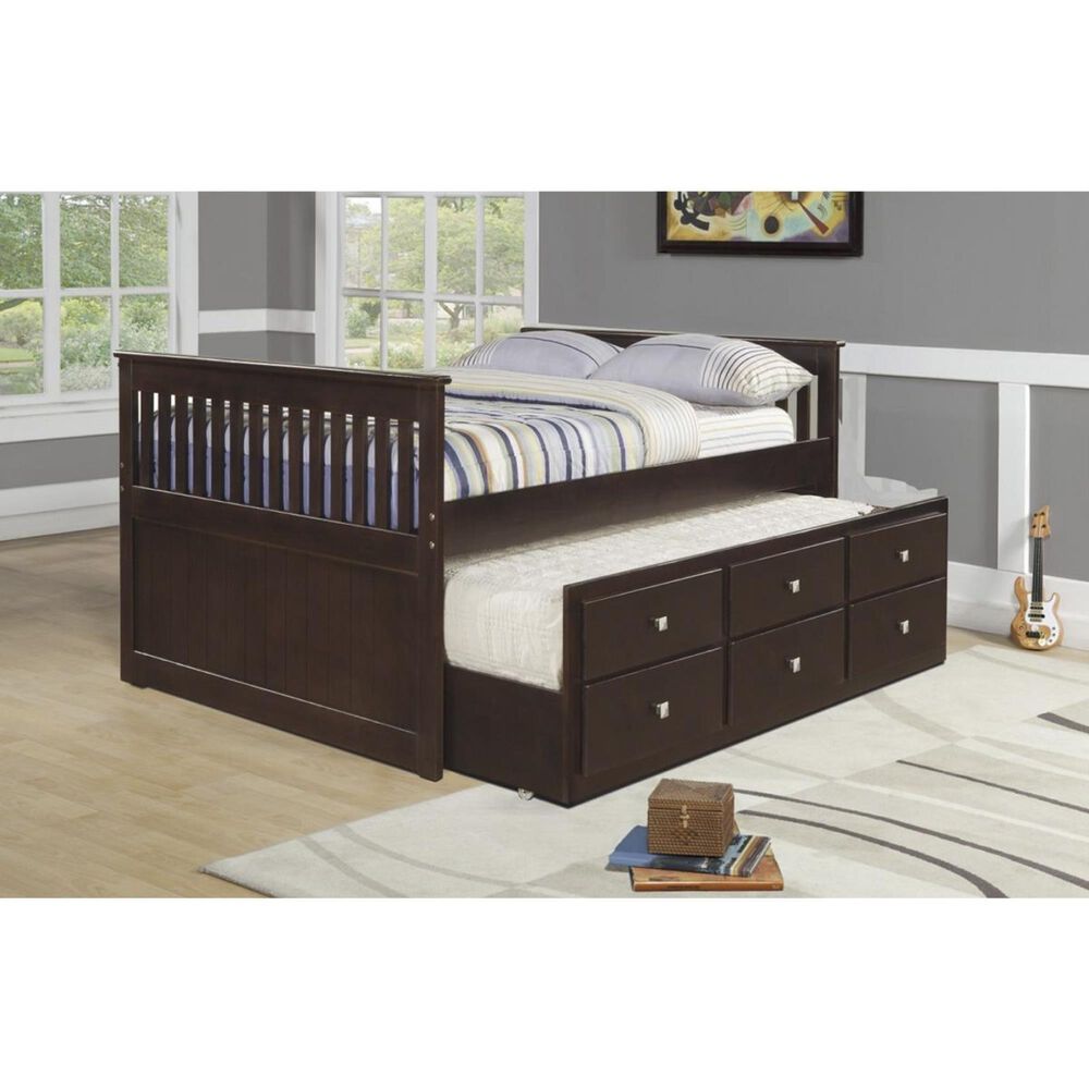 Forest Grove Twin Bed with Trundle in Dark Cappuccino, , large