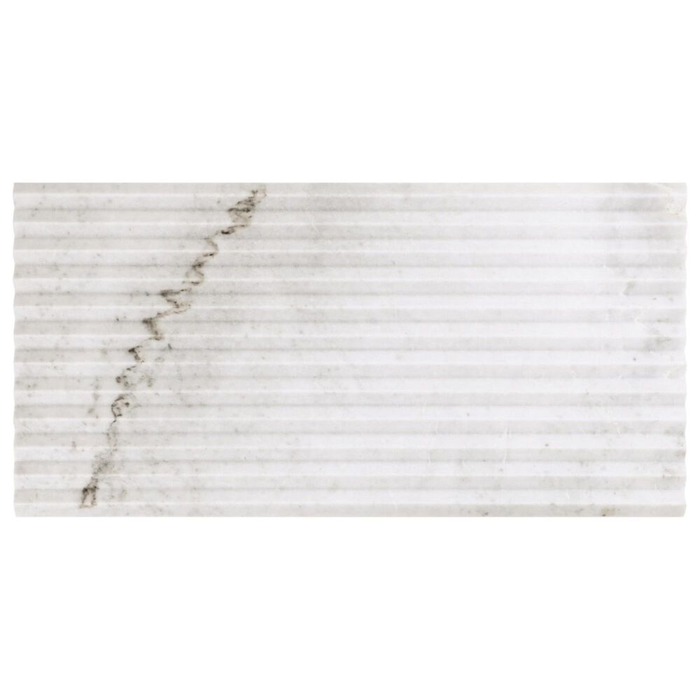 Soho Studio Carver Fluted Alaska White 12" x 24" Honed Marble Tile, , large