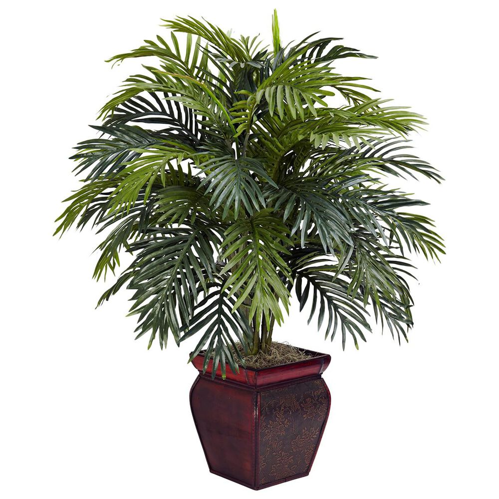 Nearly Natural Inc Areca with Decorative Planter Silk Plant, , large