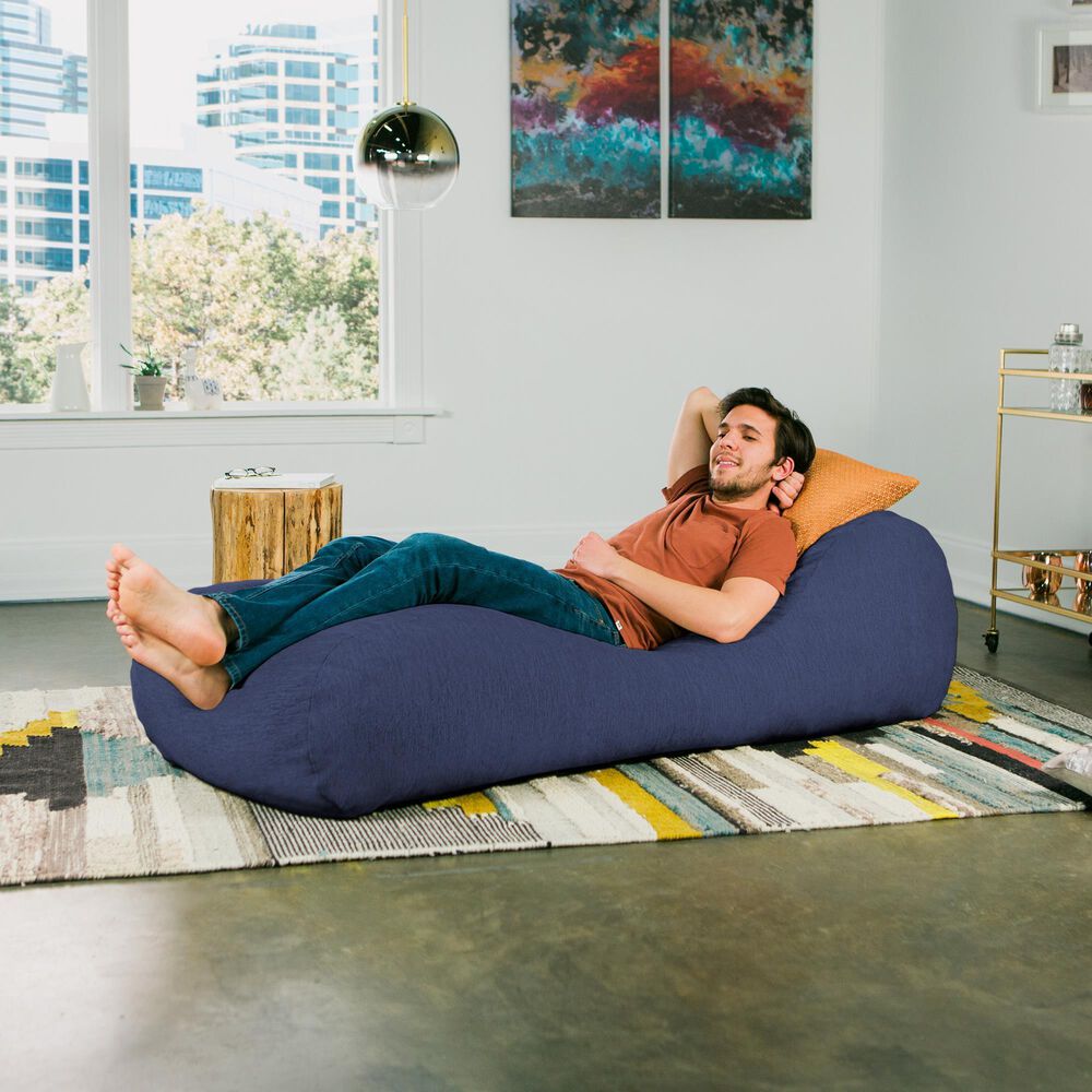 Jaxx Arlo Chaise Lounge Bean Bag Chair in Navy Blue, , large