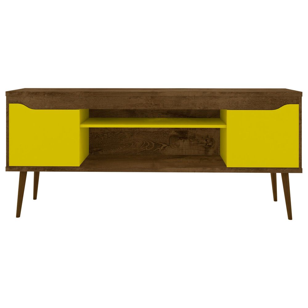 Dayton Bradley 62.99" TV Stand in Rustic Brown/Yellow, , large