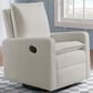 M Design Village Uptown Swivel Push Back Rocker Recliner in Boucle White, , large