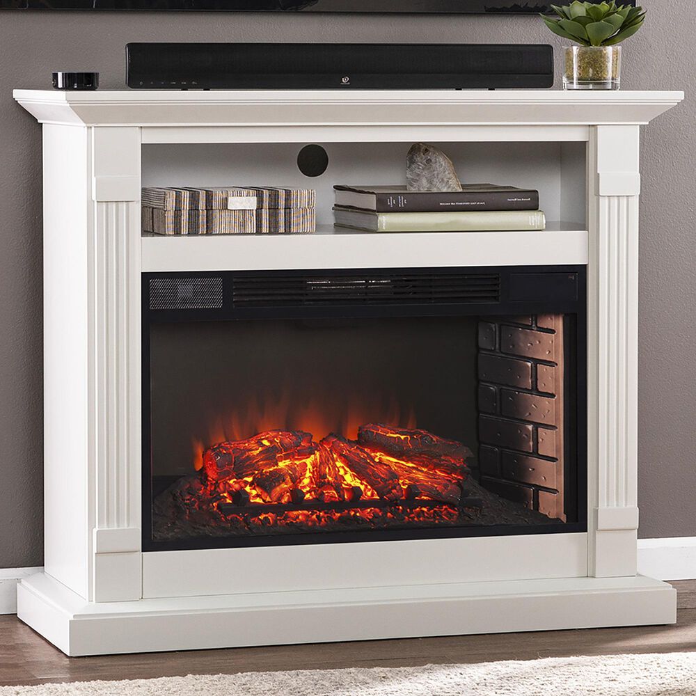 Southern Enterprises Willarton Electric Fireplace with Media Storage in  Light Gray | NFM