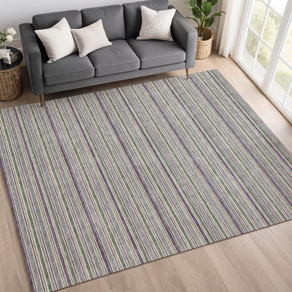 Dalyn Rug Company Soft Essentials Striped Pewter 8' x 10' Indoor/Outdoor Area Rug, , large