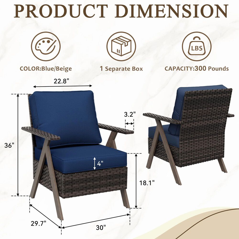 Sunwell Garden 6-Piece Patio Chat Set in Navy, , large