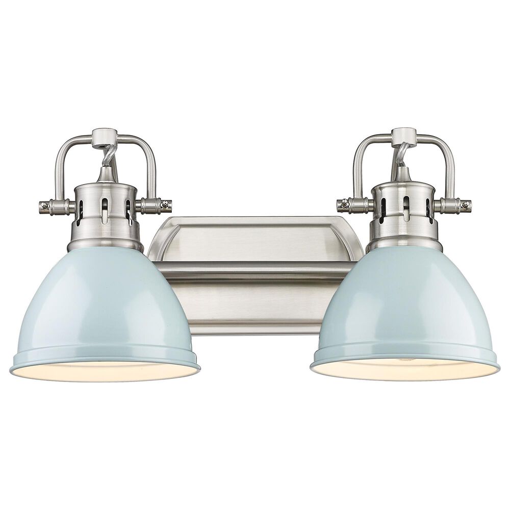 Golden Lighting Duncan 2-Light Bath Vanity in Pewter and Glossy Light Blue, , large