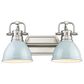 Golden Lighting Duncan 2-Light Bath Vanity in Pewter and Glossy Light Blue, , large