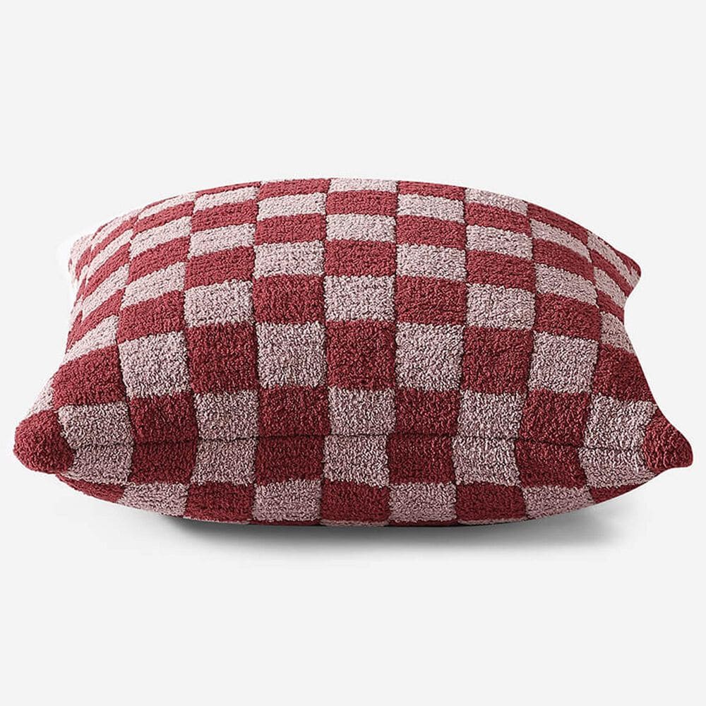 Sunday Citizen Checkerboard 20&quot; Square Throw Pillow in Pomegranate and Rose, , large