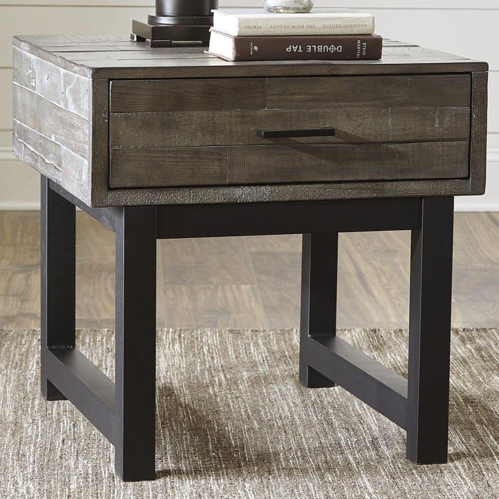 Signature Design by Ashley Mondoro Square End Table in Grayish Brown and Black, , large