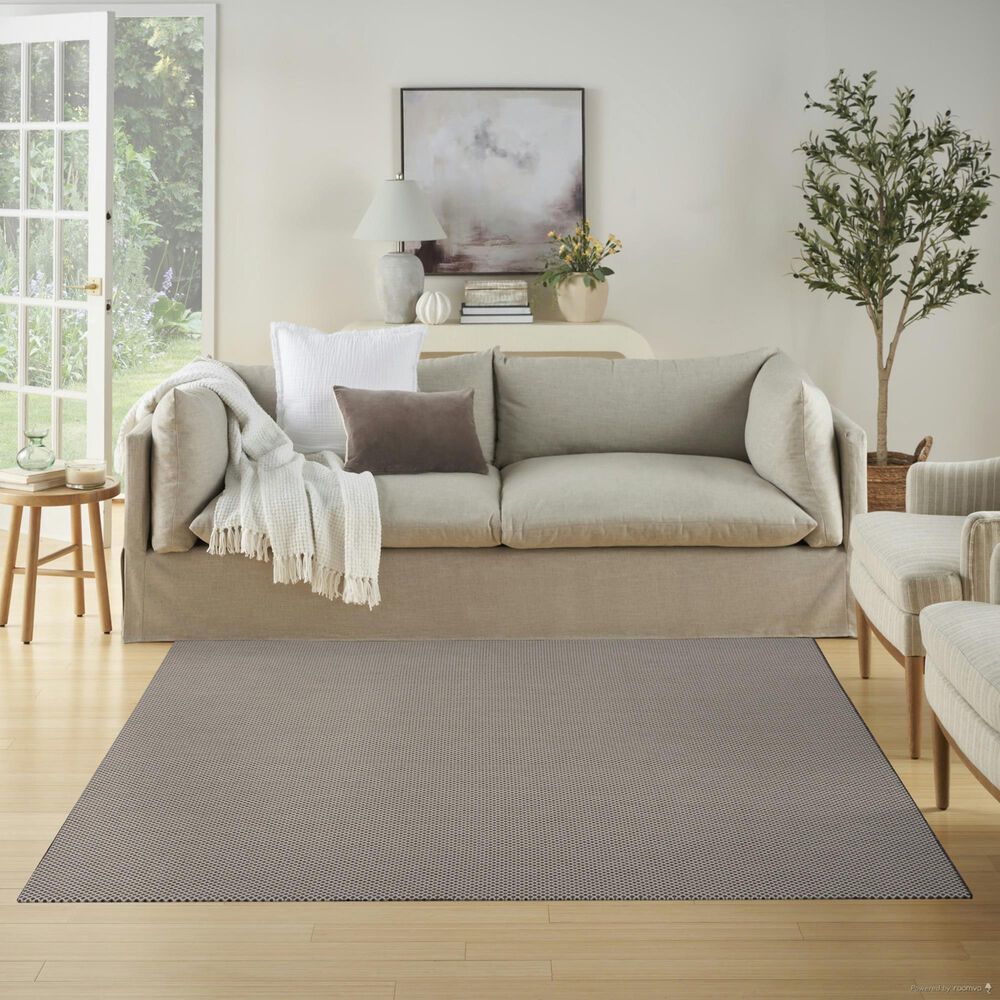 Nourison Courtyard Ivory and Charcoal 6&#39; Square Indoor/Outdoor Area Rug, , large
