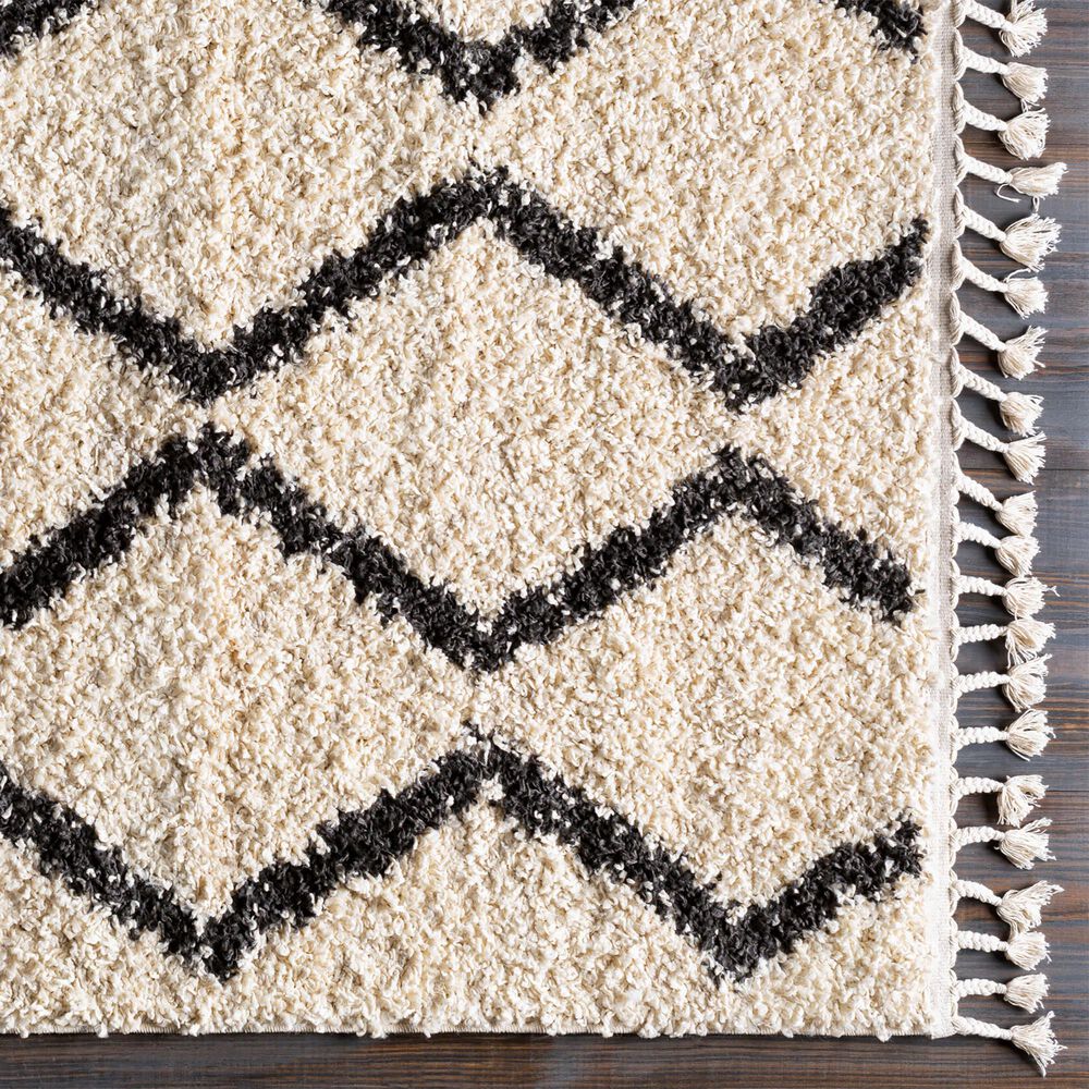 Surya Berber Shag BBE2303 5&#39;3&quot; x 7&#39;3&quot; Charcoal and Light Beige Area Rug, , large