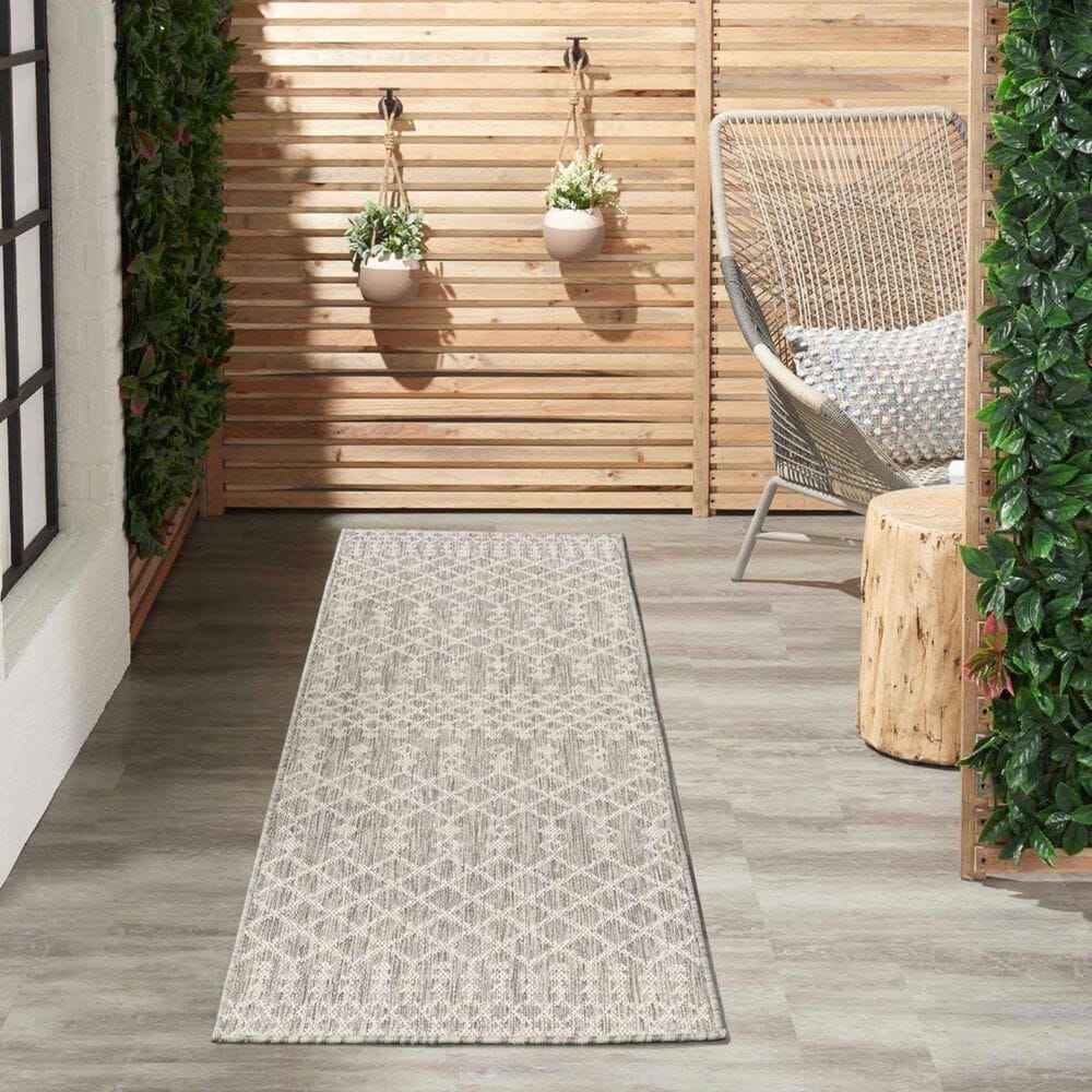 Nourison Positano Southwestern Light Grey 2&#39; x 6&#39; Indoor/Outdoor Runner, , large