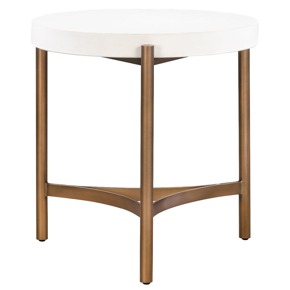 Urban Home Lyon Round End Table in Ivory and Brushed Bronze, , large