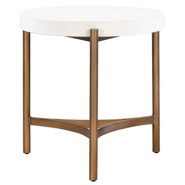 Urban Home Lyon Round End Table in Ivory and Brushed Bronze, , large