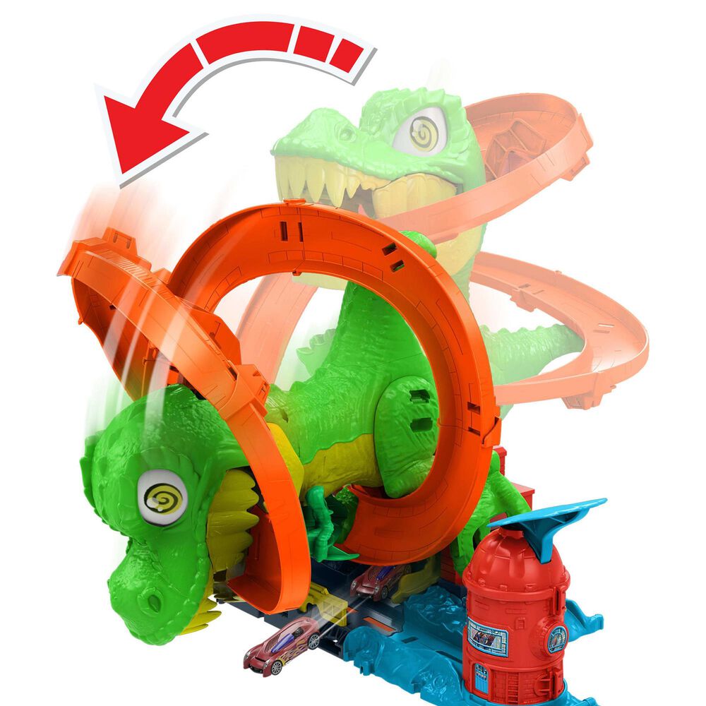 Hot Wheels City T-Rex Blaze Battle Playset with 1:64 Scale Die-Cast Car in Multicolor, , large