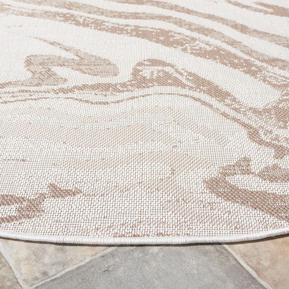 Safavieh Martha Stewart Cyprus Abstract 6&#39;7&quot; Round Ivory and Beige Area Rug, , large