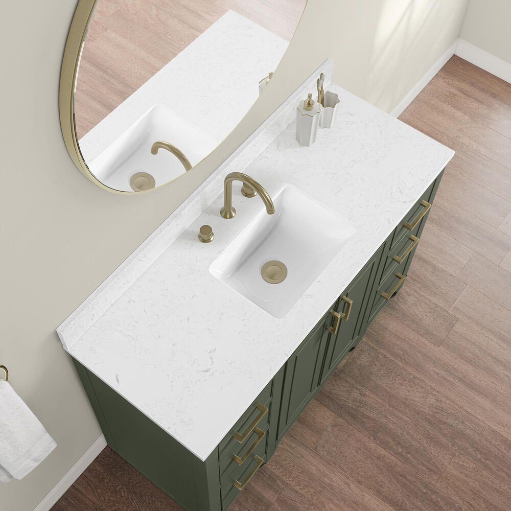 37B Lucerne 48" Single Bathroom Vanity in Deep Olive Green with Marble Top and Backsplash, , large