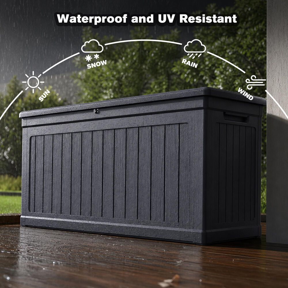 Hearth and Haven 260-Gallon Outdoor Plastic Deck Box in Black, , large