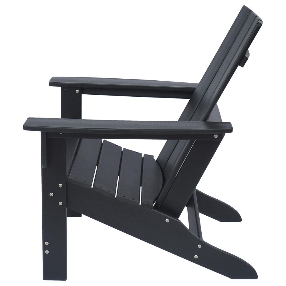 Hearth and Haven Encino Outdoor Plastic Adirondack Chair in Black, , large
