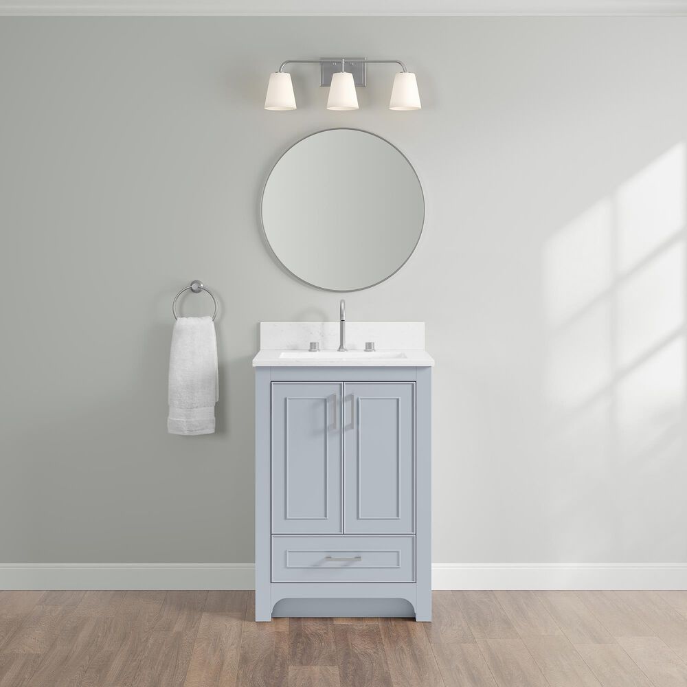 37B Lucerne 24" Single Bathroom Vanity Cabinet in Soft Blue with Marble Top and Backsplash, , large