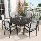 Hearth and Haven 7-Pieces Outdoor Dining Set with Stackable Chairs and Round Table in Black, , large