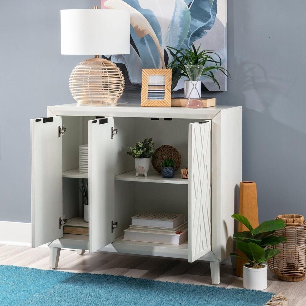Linden Boulevard 3 Door Cabinet in White, , large