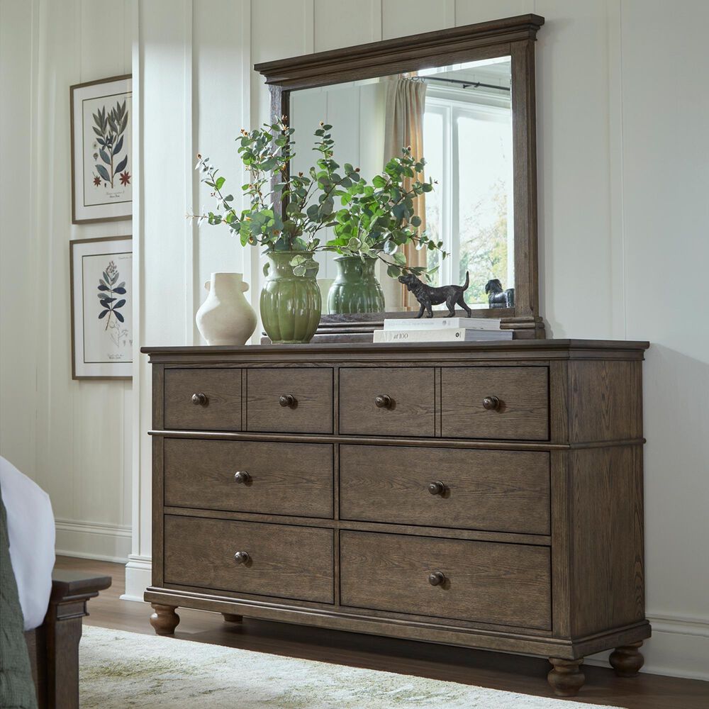 Riva Ridge Oxford 6-Drawer Dresser with Mirror in Cocoa, , large
