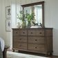 Riva Ridge Oxford 6-Drawer Dresser with Mirror in Cocoa, , large
