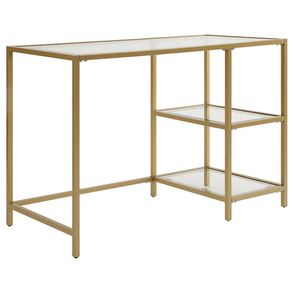 Carolina Cottage Marcello Glass Top Desk with Shelves in Gold, , large