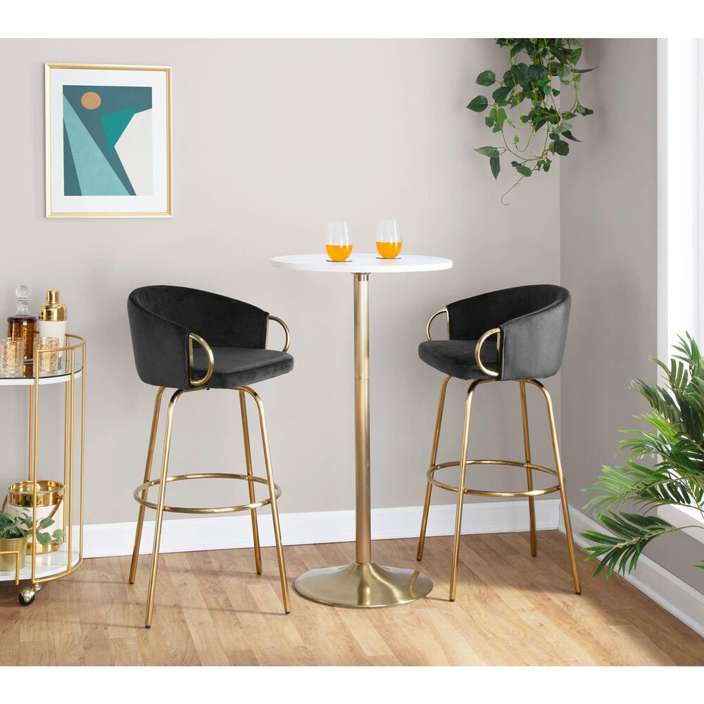 Lumisource Claire Barstool with Black Cushion in Gold &#40;Set of 2&#41;, , large