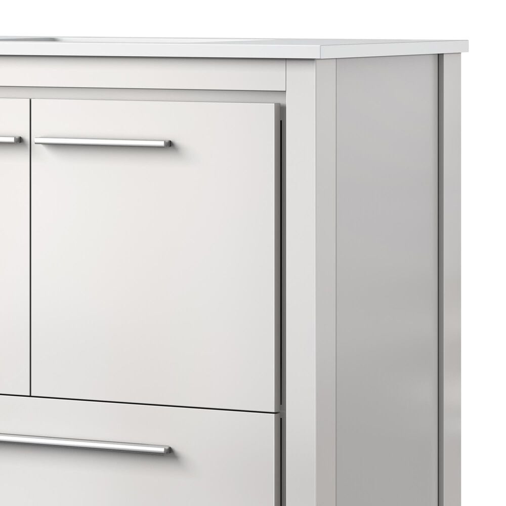 Lexora Home Lafarre 36&quot; Single Bathroom Vanity in White with 2 cm White Cultured Marble Top and Rectangular Sink, , large