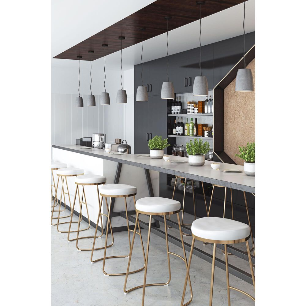 Zuo Modern Bree Barstool in White and Gold &#40;Set of 2&#41;, , large