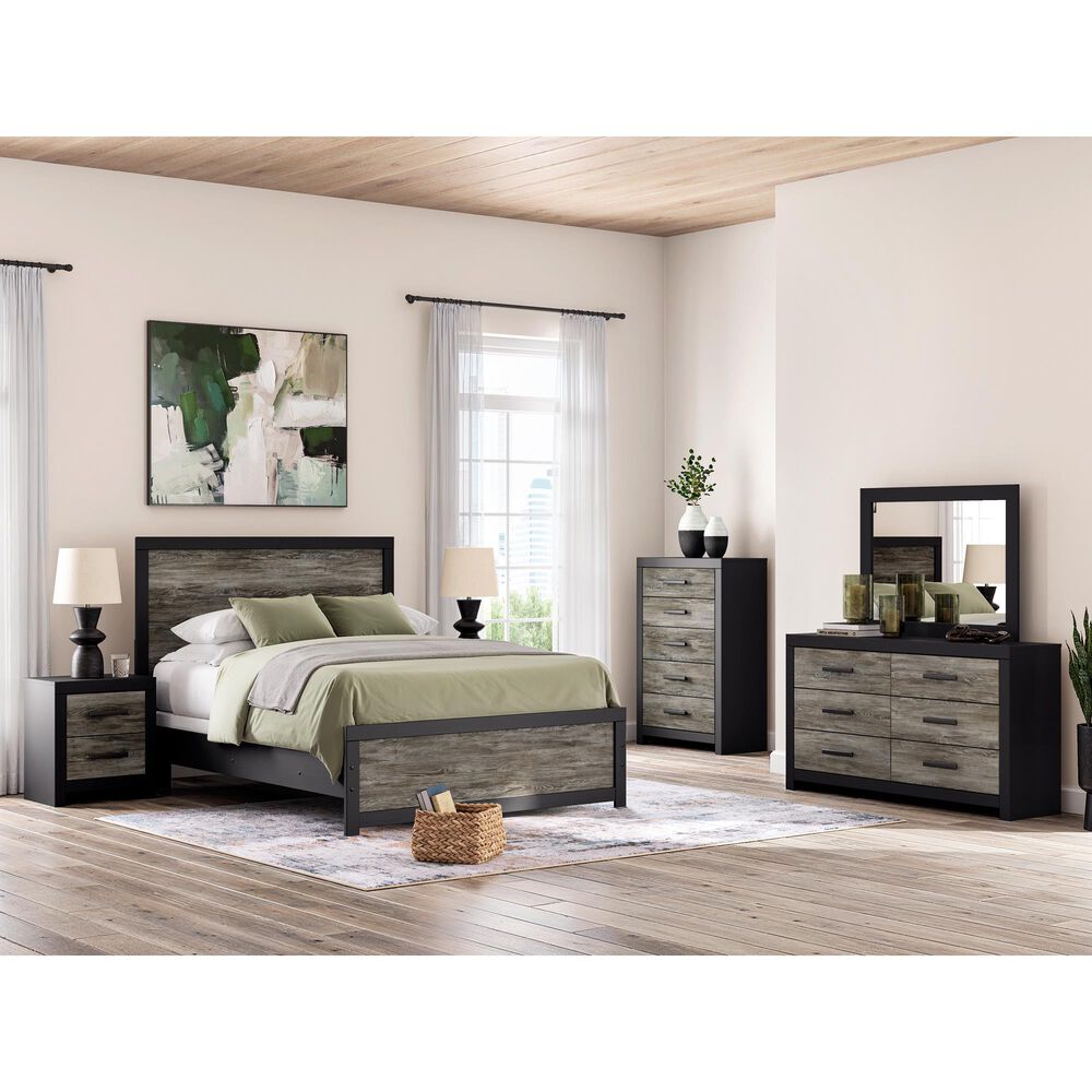 Ashley Broachmyn 2 Drawer Nightstand in Rustic Gray and Matte Black, , large