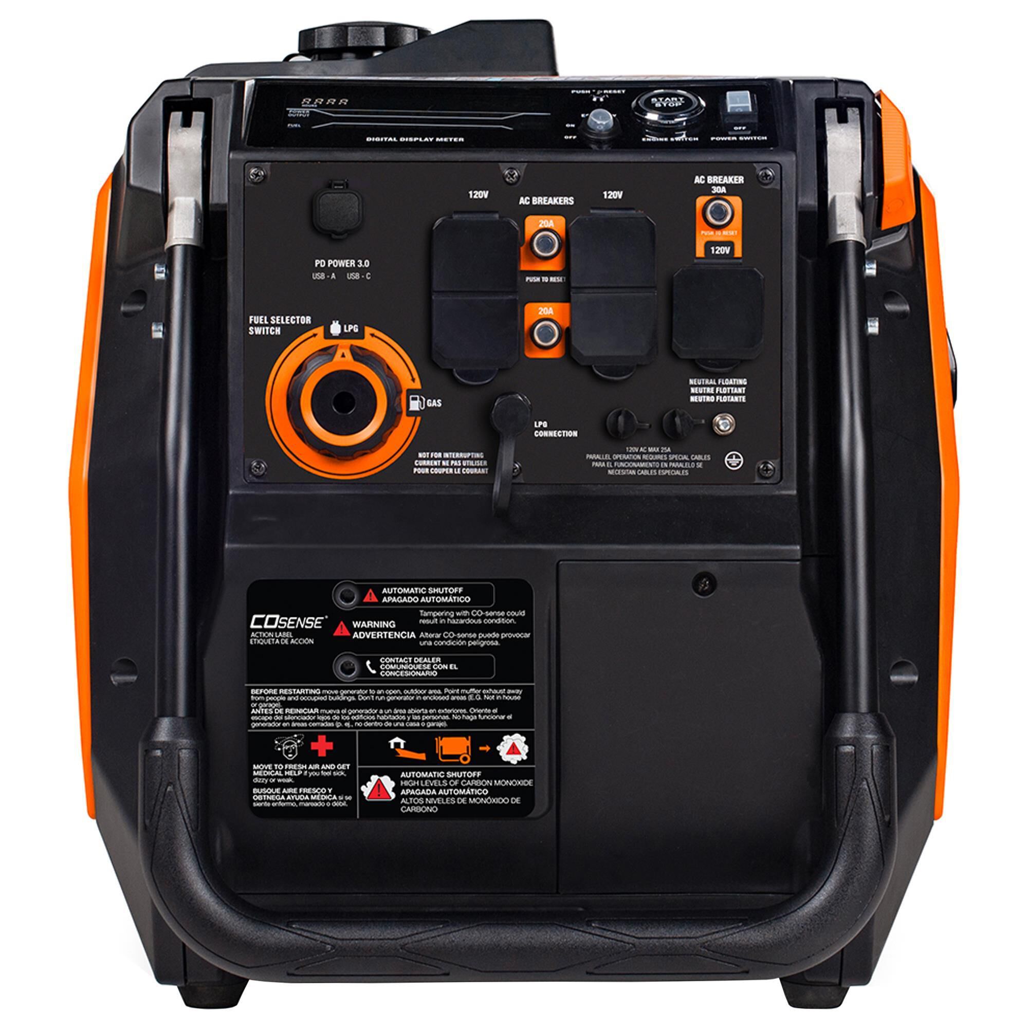 Generac iQ3800 Portable Inverter Generator in Orange and Black