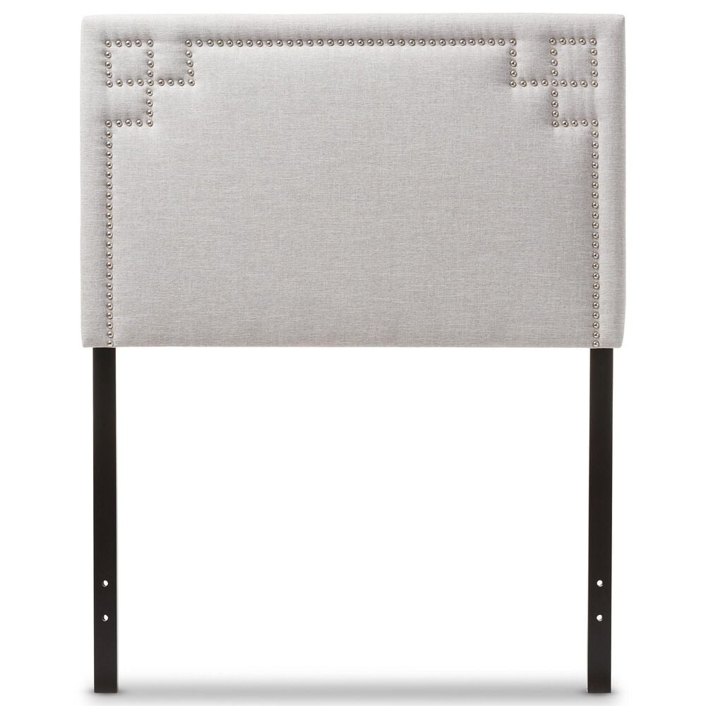 Baxton Studio Geneva Twin Upholstered Panel Headboard in Greyish Beige, , large