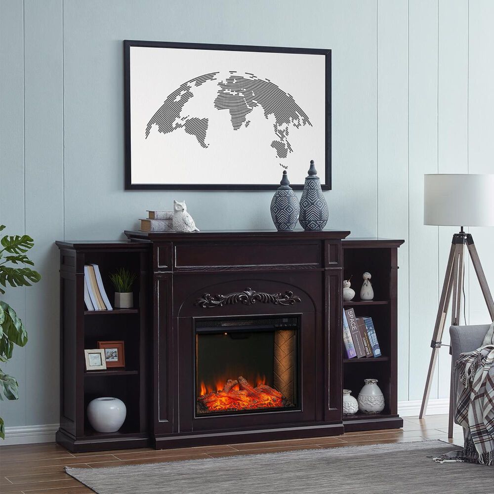 Southern Enterprises Swela Electric Fireplace with Bookcases in