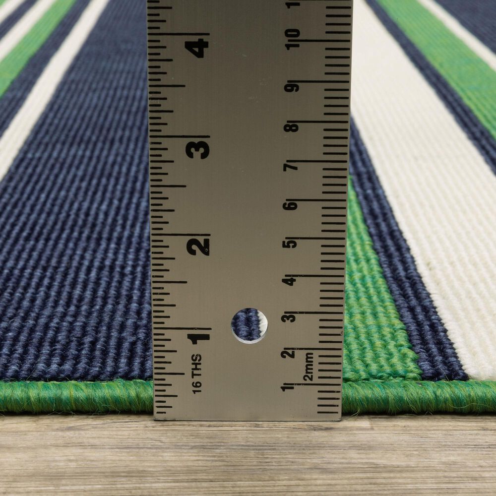 Oriental Weavers Havana Striped Green and Navy 5'3" x 7'3" Indoor/Outdoor Area Rug, , large