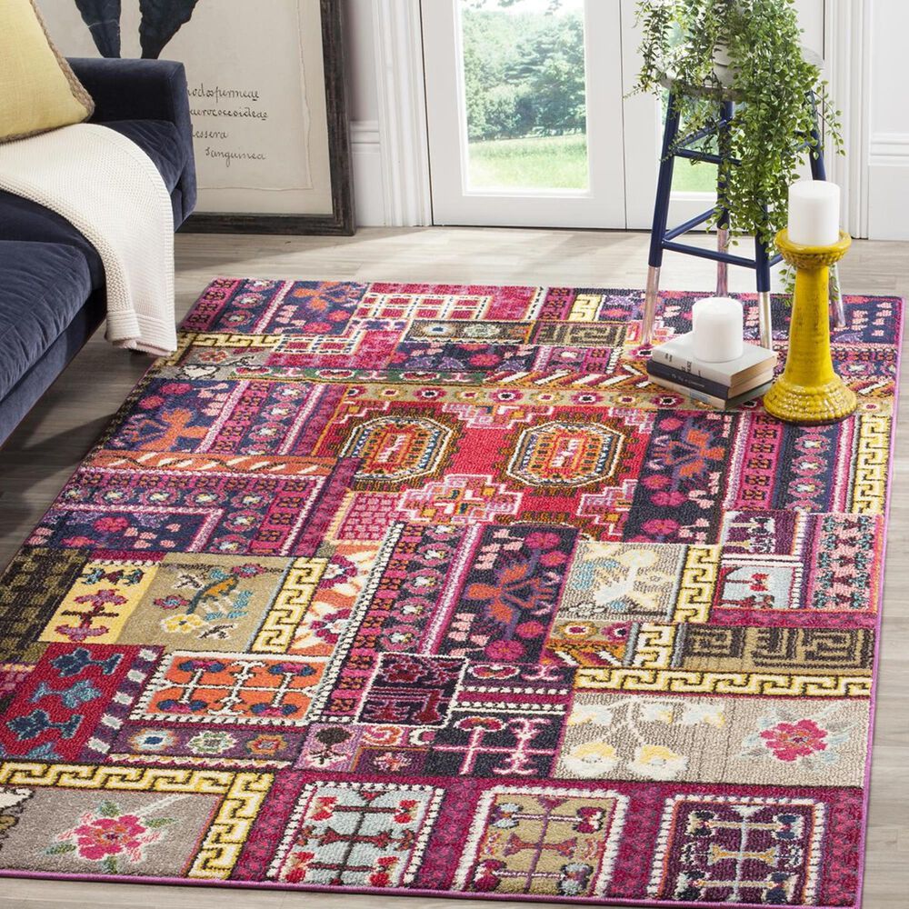 Safavieh Monaco MNC212D-5 5"1" x 7"7" Pink/Multi Area Rug, , large