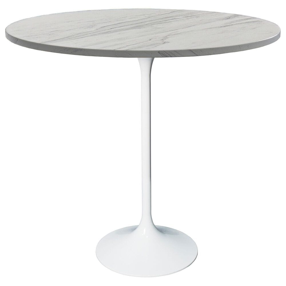 Leisuremod Verve 36" Round Bar Height Dining Table with Resin Top in White - Table Only, , large