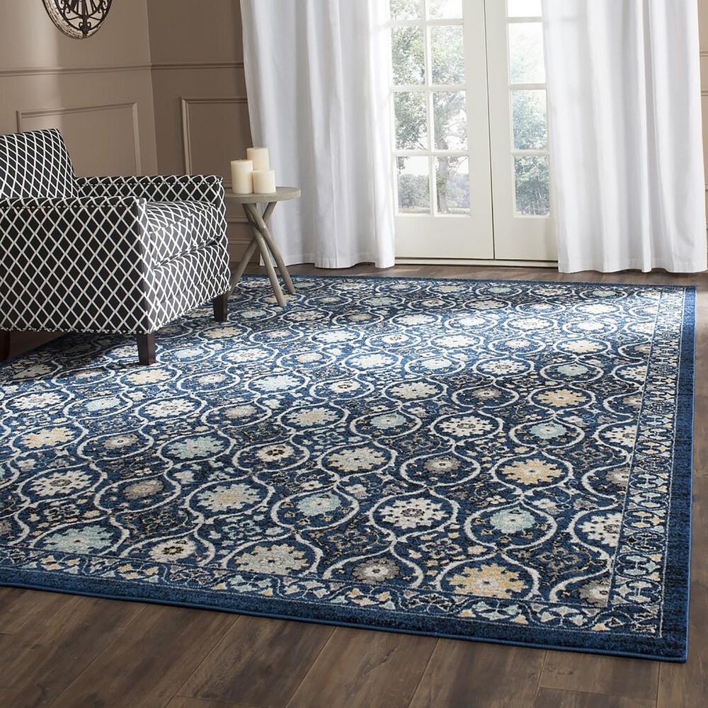 Safavieh Evoke EVK210A 10' x 14' Royal Blue and Ivory Area Rug, , large