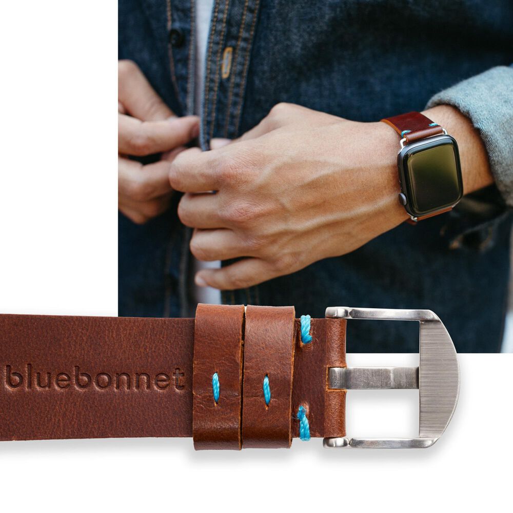 Bluebonnet Cases Band Leather for Apple Watch in Bordeaux Brown, , large