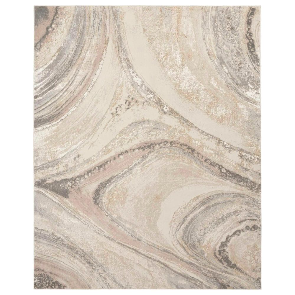 Nourison Brushstrokes 9" x 12" Cream and Grey Area Rug, , large