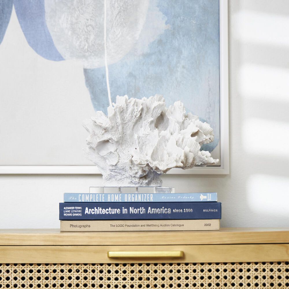 Maple and Jade Coral Decorative Sculpture in Textured White and Clear, , large