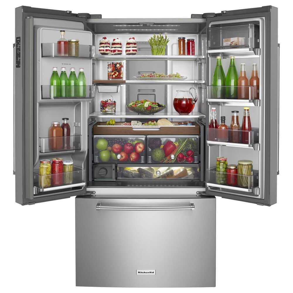 KitchenAid 2-Piece Kitchen Package with 23.8 Cu. Ft. Refrigerator and 24&quot; Built In Towel Bar Dishwasher in Stainless Steel, , large