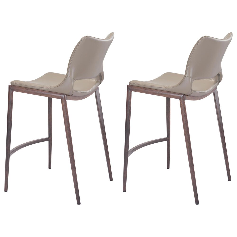 Zuo Modern Ace Counter Chair in Gray/Brown &#40;Set of 2&#41;, , large