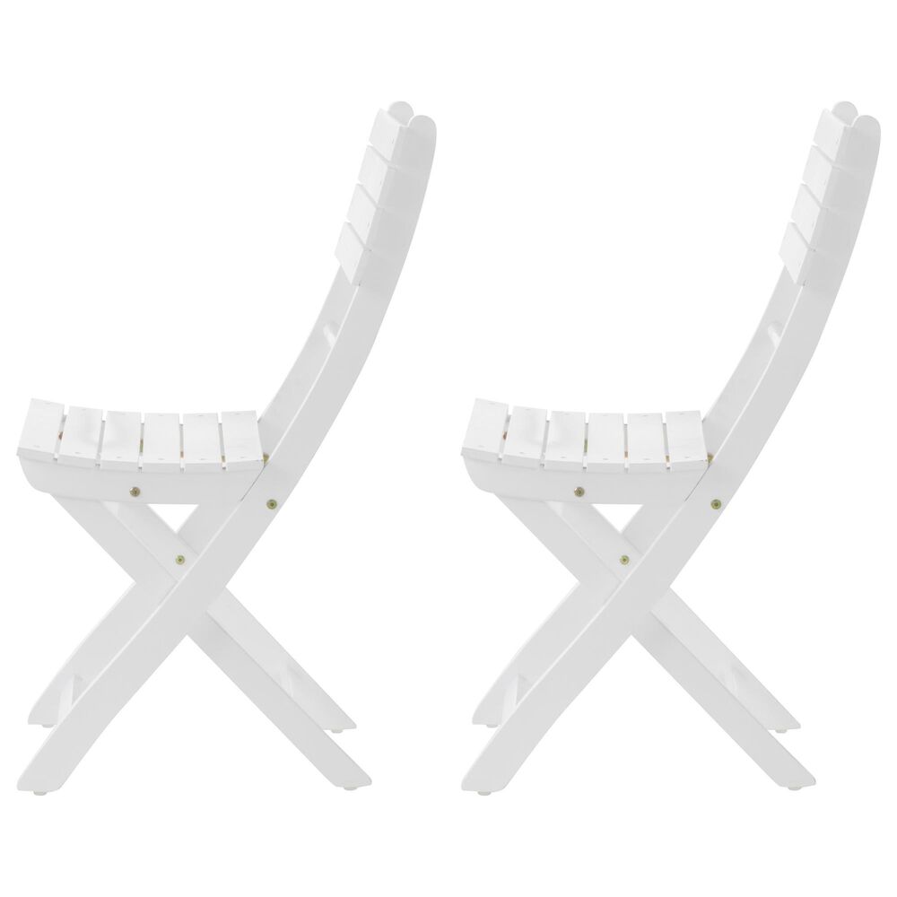 Noble House Positano Patio Folding Dining Chair in White (Set of 2) NFM