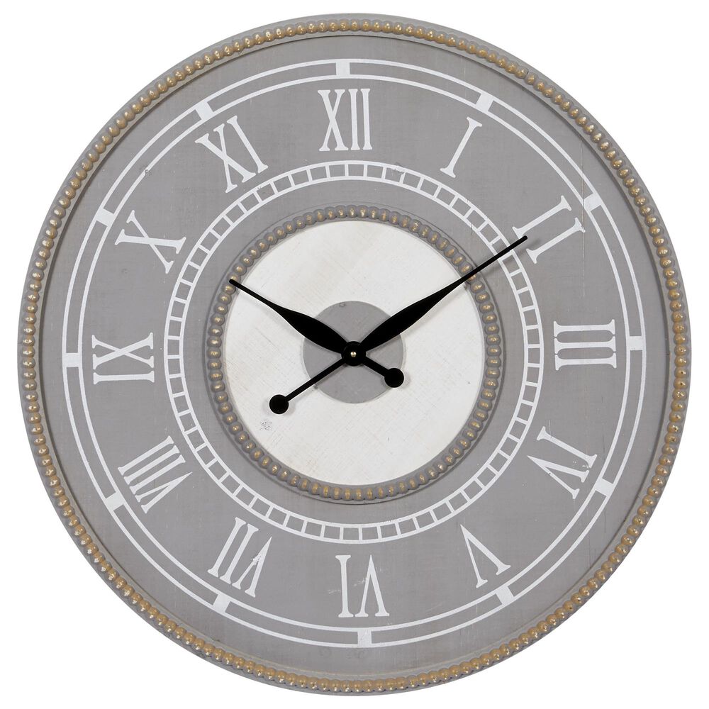 Maple and Jade 30" Farmhouse Resin Wall Clock in Grey, , large